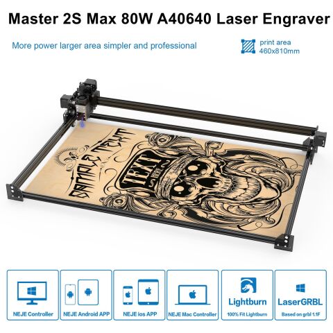 NEJE Master 2s Max 80w Gravür CNC Lazer Kesim Ve Oyma Makinesi 810x460mm