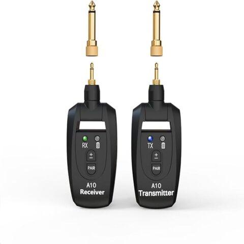 Anunnaki A10 Kablosuz Gitar Vericisi 2.4GHz 6,35mm ve 3,5mm Jak, 250 Derece Döner Fiş
