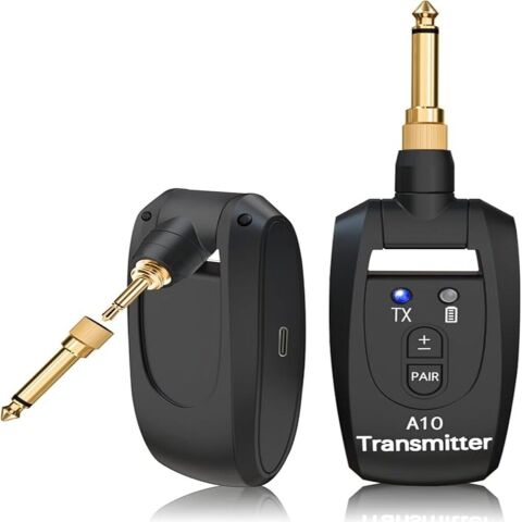 Anunnaki A10 Kablosuz Gitar Vericisi 2.4GHz 6,35mm ve 3,5mm Jak, 250 Derece Döner Fiş
