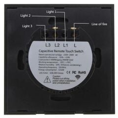 ALFA Wifi3xTouch Siyah Wifi Kristal Led Panel Üç Tuşlu Dokunmatik Anahtar Duvar Işık Komütatör