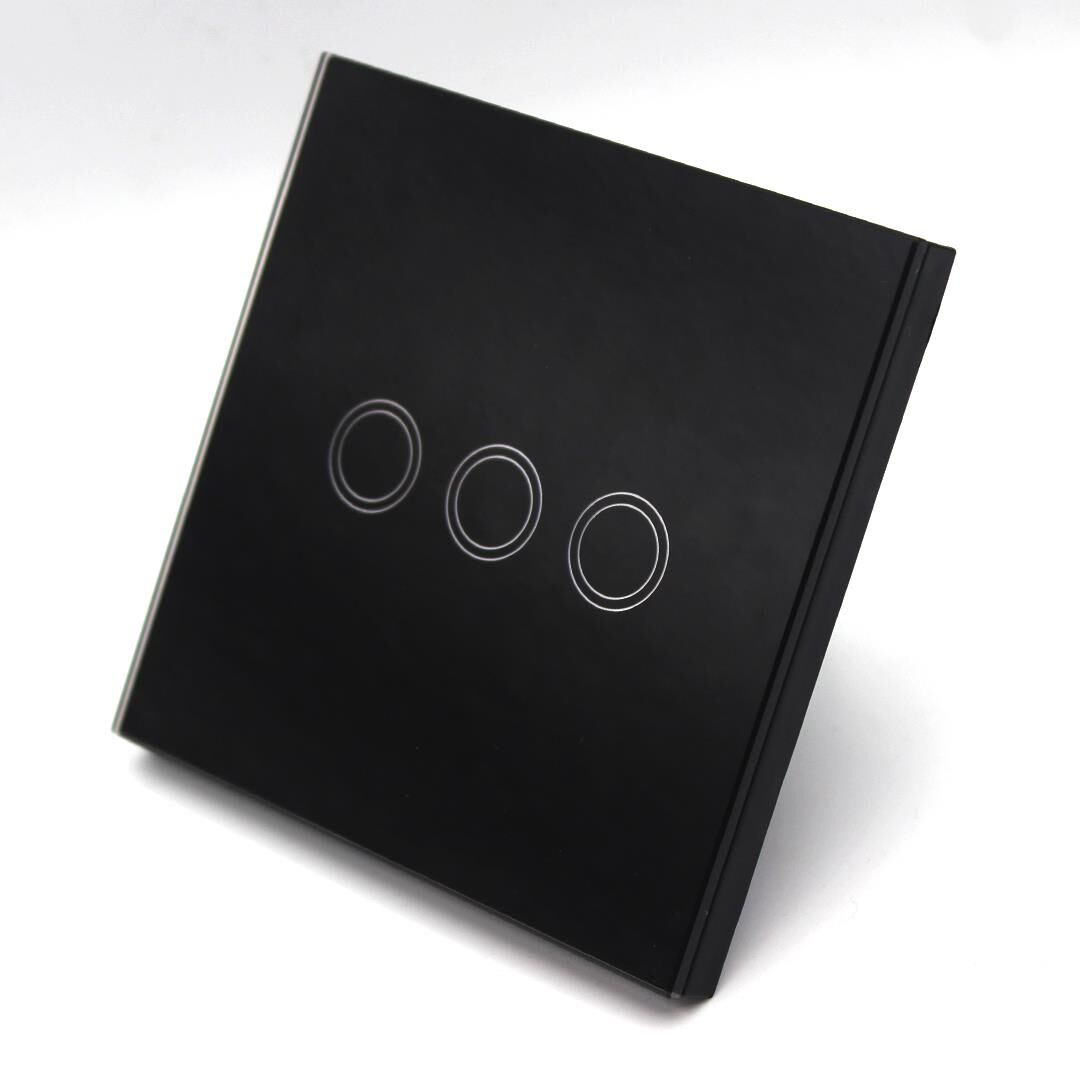 ALFA Wifi3xTouch Siyah Wifi Kristal Led Panel Üç Tuşlu Dokunmatik Anahtar Duvar Işık Komütatör