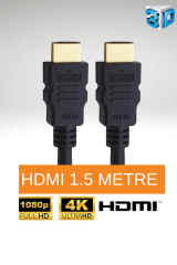 Alfas 1.5 Metre HDMI Kablo | Altın Uçlu | 4K Ultra HD 60Hz Full HD V1.4 3D Destekli 1.5m Hdmi Kablo