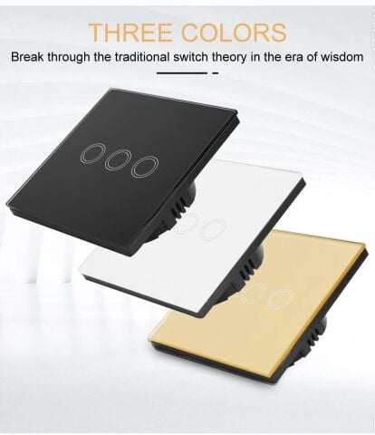 ALFA Wifi3xTouch Gold Wifi Kristal Led Panel Üç Tuşlu Dokunmatik Anahtar Duvar Işık Komütatör
