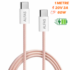 Type-C Şarj Kablosu 1m PD 60W 3A 1Gbps Hızlı Şarj & Data Transfer Usb-c Iphone Android Örgülü Kablo