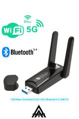 1300 Mbps Usb WiFi 6 Adaptör 2.4G+5G ve Bluetooth 5.4 Tak Çalıştır Çift Antenli Wifi Dongle