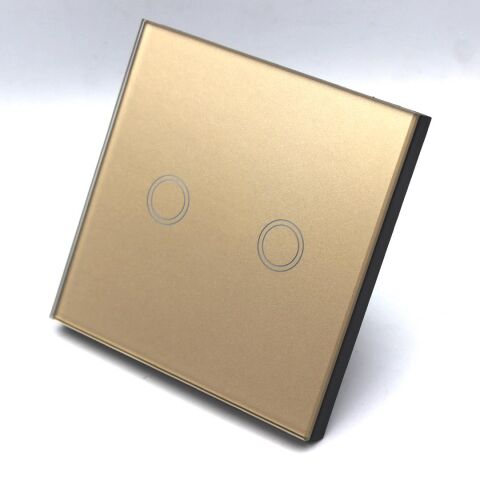 ALFA 2xTouch Gold Kristal Led Panel İki Tuşlu Dokunmatik Duvar Işık Anahtarı Komütatör