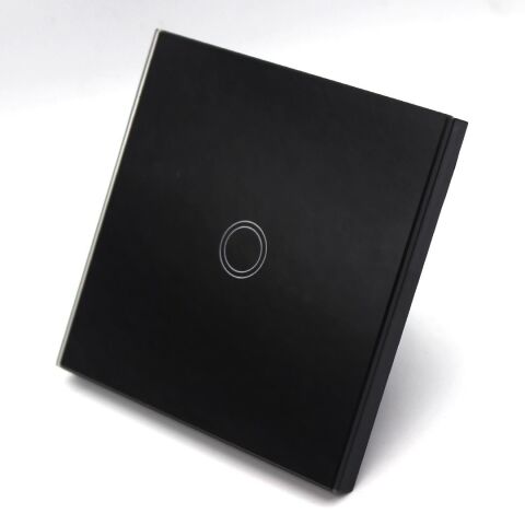 ALFA 1xTouch Siyah Kristal Led Panel Tek Tuşlu Dokunmatik Duvar Işık Anahtarı Komütatör