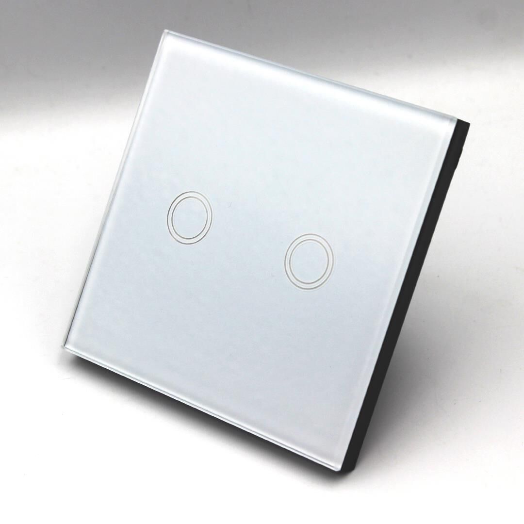 ALFA 2xTouch Beyaz Kristal Led Panel İki Tuşlu Dokunmatik Duvar Işık Anahtarı Komütatör
