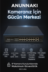Anunnaki 10316KE 16+2+1 Port Gigabit Poe Switch 16FE+2GE+1SFP IP Kamera Network Poe Gigabit Switch