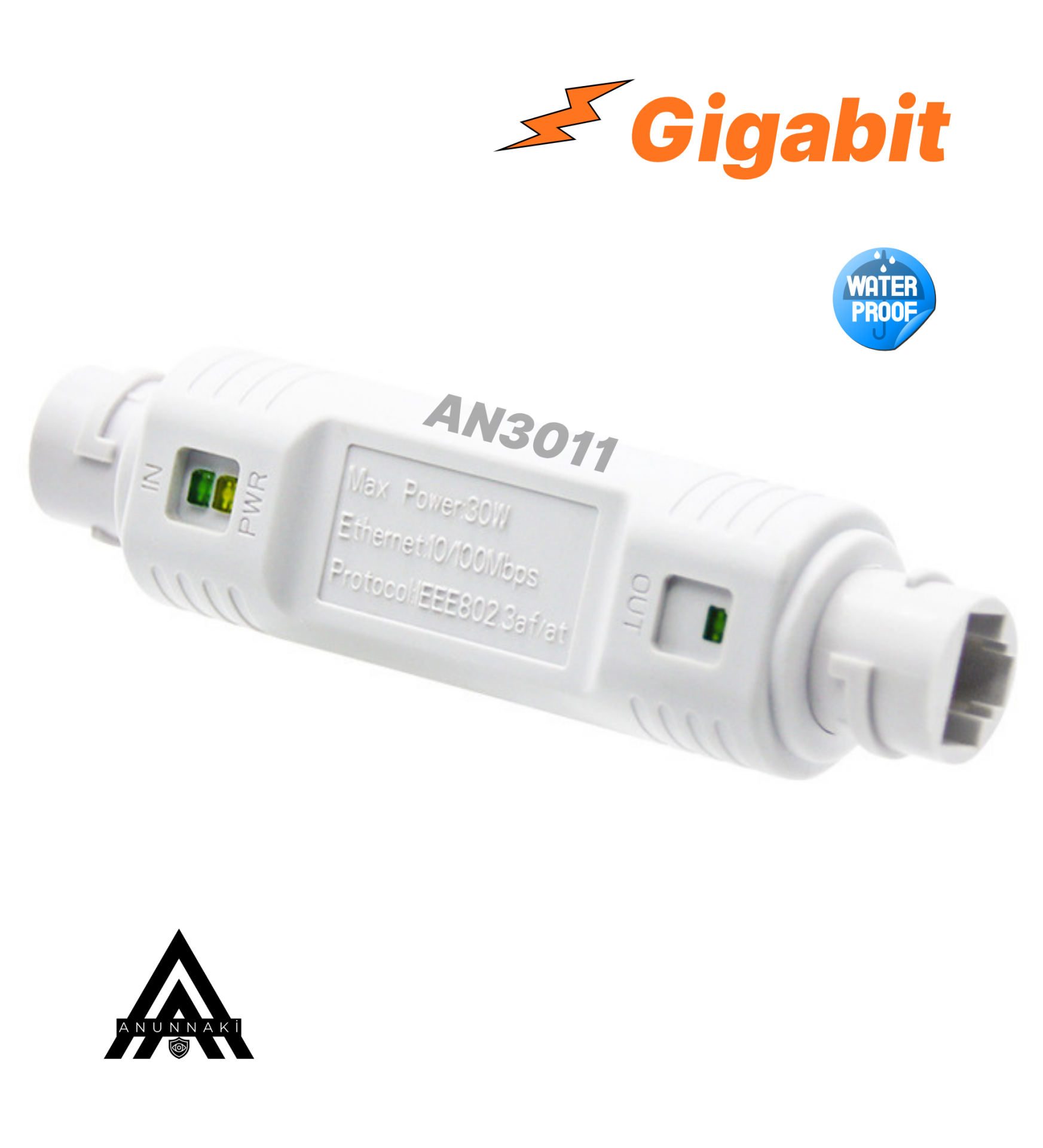 Anunnaki AN3011 Outdoor Gigabit PoE Extender Ethernet Genişletici 100 Metre 30W IP66 Poe Repeater