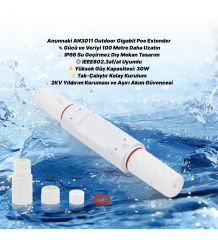 Anunnaki AN3011 Outdoor Gigabit PoE Extender Ethernet Genişletici 100 Metre 30W IP66 Poe Repeater