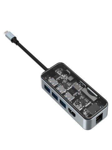HC-87 Type-c to usb PD 100Watt RJ45 Ethernet USB Çoklayıcı Çevirici USB AUX Mikro Macbook Uyumlu