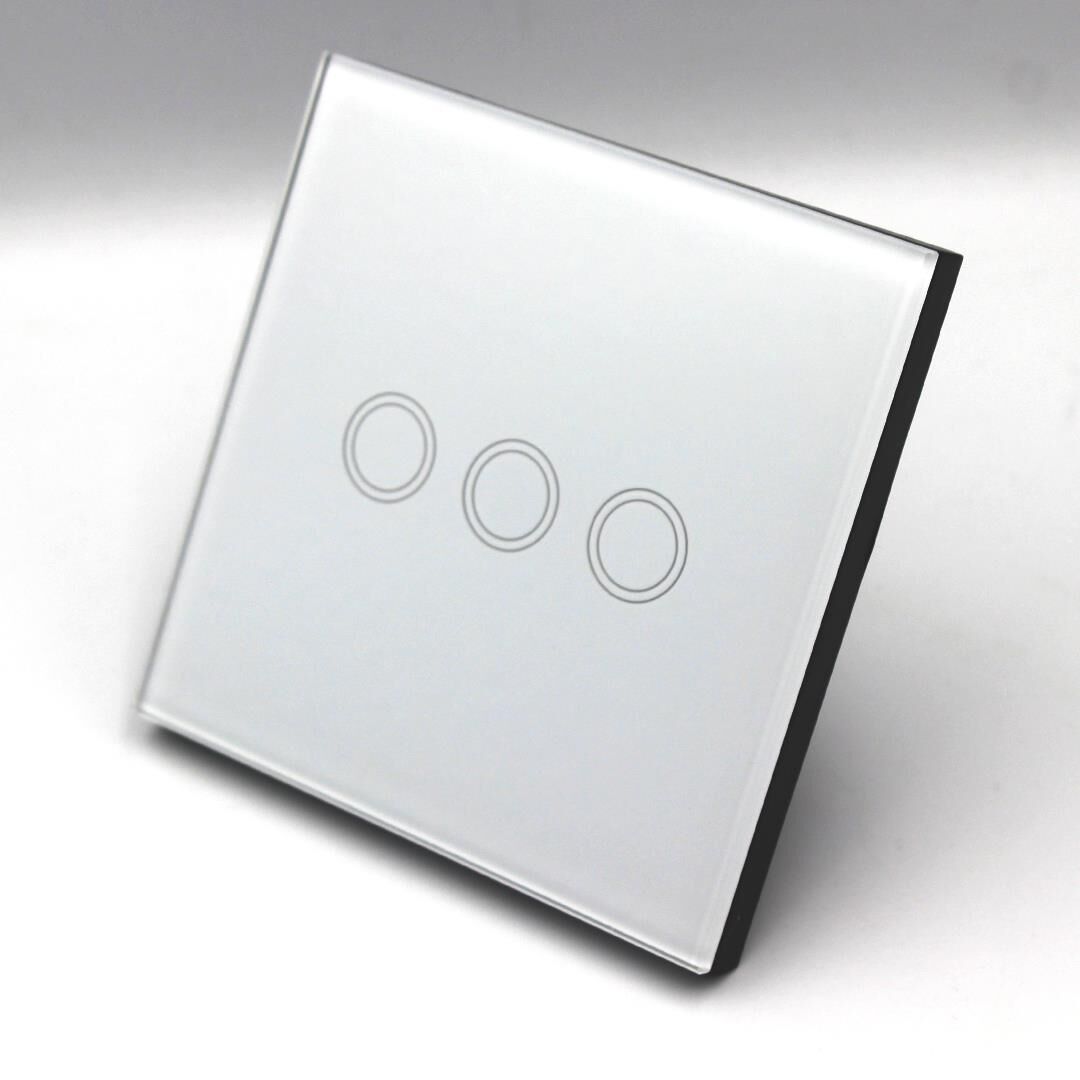 ALFA Wifi3xTouch Beyaz Wifi Kristal Led Panel İki Tuşlu Dokunmatik Anahtar Duvar Işık Komütatör