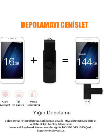 Type-c & Lightning & Usb Flash Bellek 3 in 1 128Gb Usb3.0 Apple Android Pc Flash Bellek Sürücü