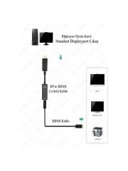 Mini Dısplayport'tan Hdmı'ya 4K Destekli Aktif Çevirici Dönüştürücü Adaptör Kablo