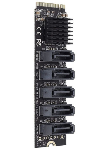 M.2 NGFF B-KEY SATA'dan 5 bağlantı noktalı SATA3 6Gbps genişletme kartı JM575 ana kontrol PH57