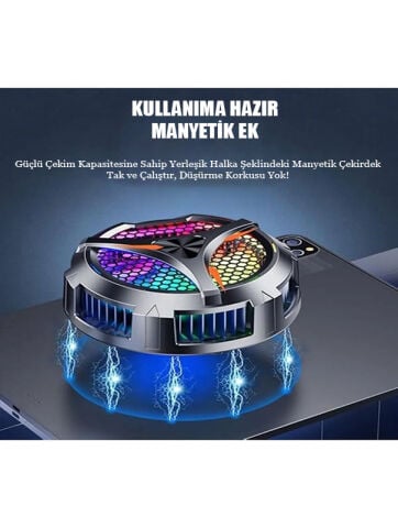 X42 Telefon Tablet Radyatör Soğutucu Rgb Renkli Aydınlatma Manyetik Yarı İletken Soğutma Fanı