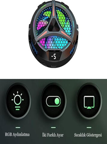 X42 Telefon Tablet Radyatör Soğutucu Rgb Renkli Aydınlatma Manyetik Yarı İletken Soğutma Fanı