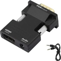 Anunnaki Ses Destekli HDMI (Dişi) to VGA (Erkek) Video Çevirici Dönüştürücü Aux Ses Kablolu