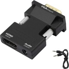 Anunnaki Ses Destekli HDMI (Dişi) to VGA (Erkek) Video Çevirici Dönüştürücü Aux Ses Kablolu