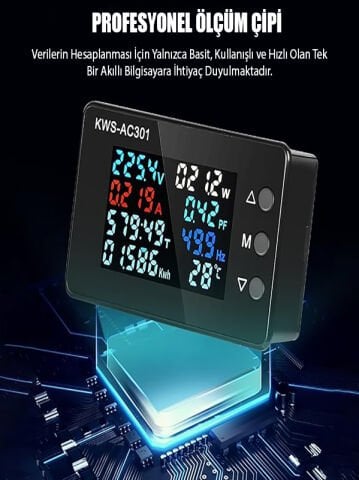 KWS-AC301 Dijital Voltmetre Akım Ölçer 50‑300V,0‑20A