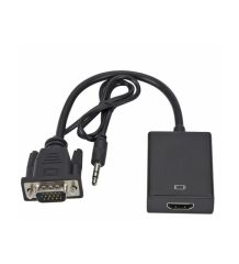 Vga to Hdmı Full Hd 1080p/60Hz Dönüştürücü Kablo 50 Cm Görüntü Ve Ses Çevirici + Audio Aux Ses Kablo