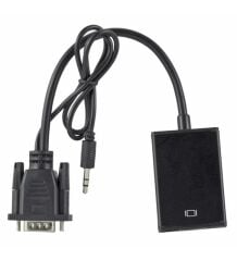 Vga to Hdmı Full Hd 1080p/60Hz Dönüştürücü Kablo 50 Cm Görüntü Ve Ses Çevirici + Audio Aux Ses Kablo