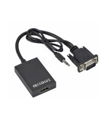 Vga to Hdmı Full Hd 1080p/60Hz Dönüştürücü Kablo 50 Cm Görüntü Ve Ses Çevirici + Audio Aux Ses Kablo