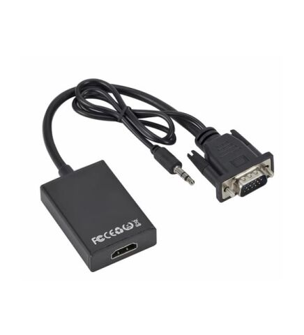 Vga to Hdmı Full Hd 1080p/60Hz Dönüştürücü Kablo 50 Cm Görüntü Ve Ses Çevirici + Audio Aux Ses Kablo