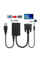 Vga to Hdmı Full Hd 1080p/60Hz Dönüştürücü Kablo 50 Cm Görüntü Ve Ses Çevirici + Audio Aux Ses Kablo