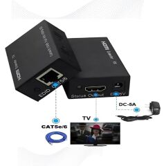 Anunnaki Hdmı Ethernet Extender Uzatıcı Cihaz Rj45 Cat5e Cat6 Full HD 1080p 3D Alıcı Verici 1 Çift