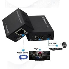 Anunnaki Hdmı Ethernet Extender Uzatıcı Cihaz Rj45 Cat5e Cat6 Full HD 1080p 3D Alıcı Verici 1 Çift