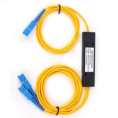 1x2 PLC Fiber Optik Splitter SC/UPC Coupler G652D FTTH OLT ONU Optik Kablo Bölücü Modül Mavi Ayırıcı