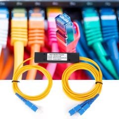 1x2 PLC Fiber Optik Splitter SC/UPC Coupler G652D FTTH OLT ONU Optik Kablo Bölücü Modül Mavi Ayırıcı