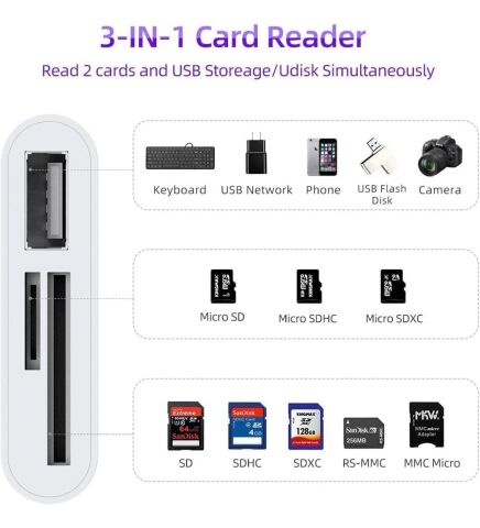 Anunnaki USB Type-C 3in1 Micro SD TF Hafıza Kartı Okuyucu USB Çevirici Kamera Macbook Matebook